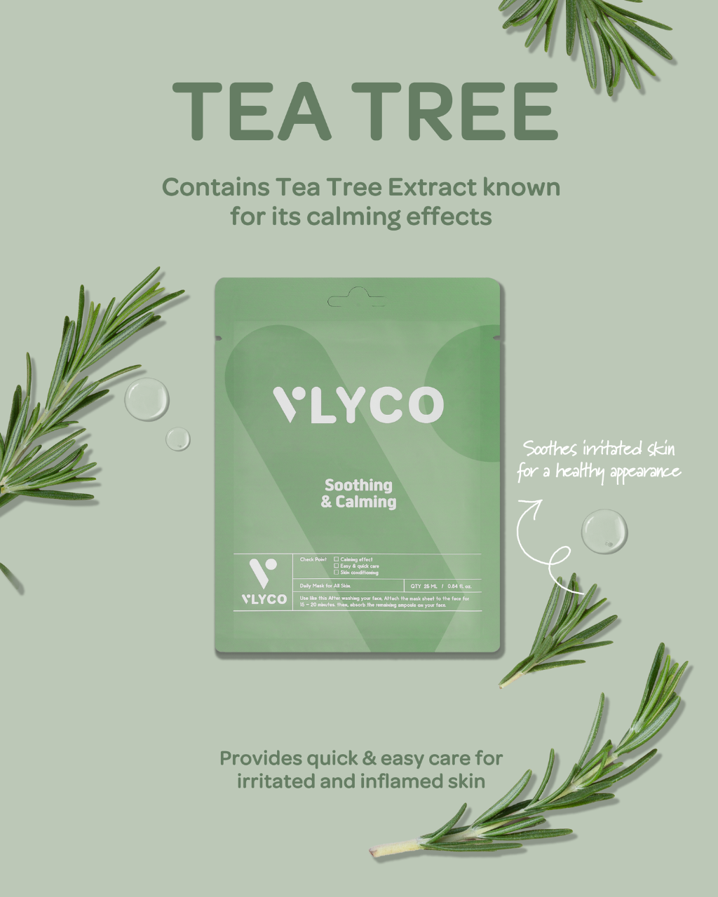Tea Tree Face Sheet Mask by VLYCO - Korean Skincare.